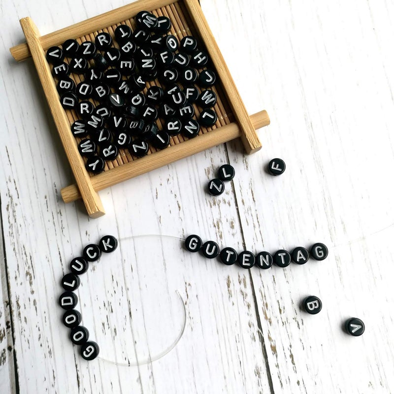 Looconi Amaney 1400pcs 4Ã—7mm Black Round Acrylic Alphabet Letter Beads A-Z and Number Beads for Jewelry Making Bracelets Necklaces Key Chains - Image 5